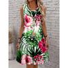 Women'S Elegant Floral Pink Green Leaf Pattern Print Sleeveless A-Line Dress Halloween Costume Oversized Woman Clothing Y2k Tops