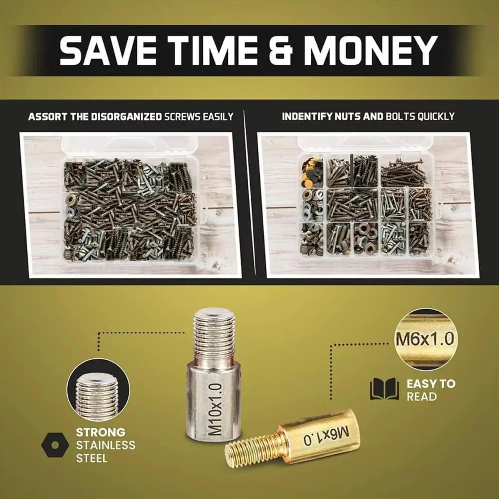 26pcs Nut And Bolt Thread Gauge Set Nut And Bolt Thread Gauge Set Aluminum Nut And Bolt Thread Gauge Measuring Gauging Tools