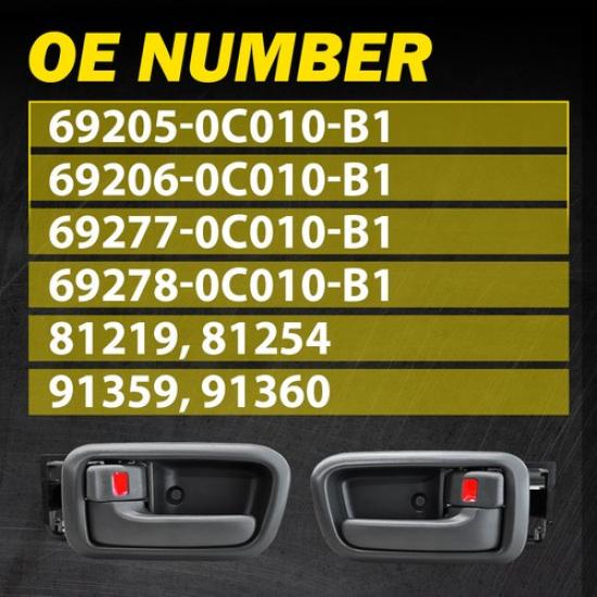 ide Door Handle & Front Bezels Driver Passenger For Tundra Toyota 2x Gray