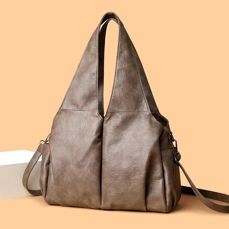 Tragetasche, Retro Weiches Leder Lässige Ein-Schulter-Tasche, Große Kapazität, Einfache und Vielseitige Pendler-Freizeittasche