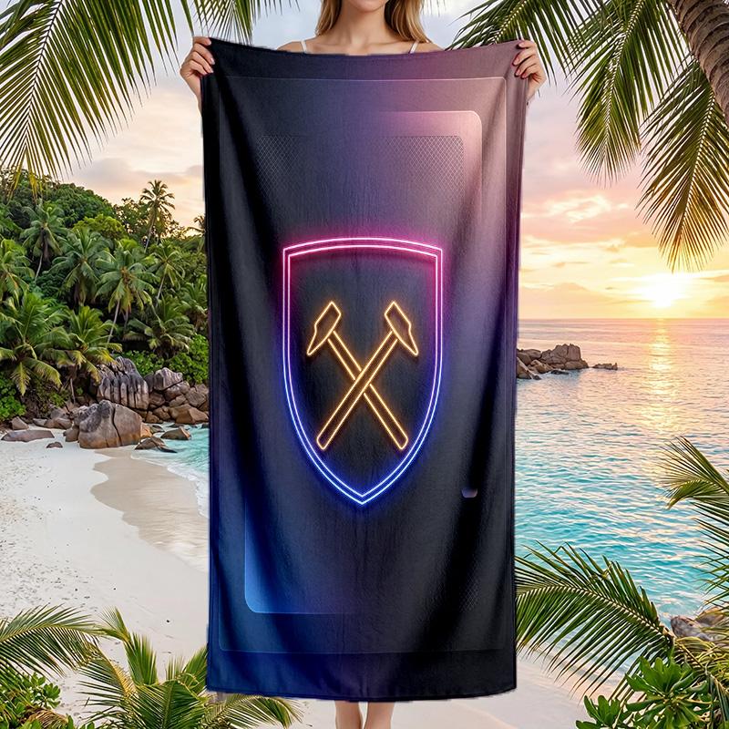 West Ham United Fußball Strandtuch Weiches Mikrofaser Sommerhandtuch Schnelltrocknend Saugfähiges Handtuch für Strand Schwimmbad Reisen
