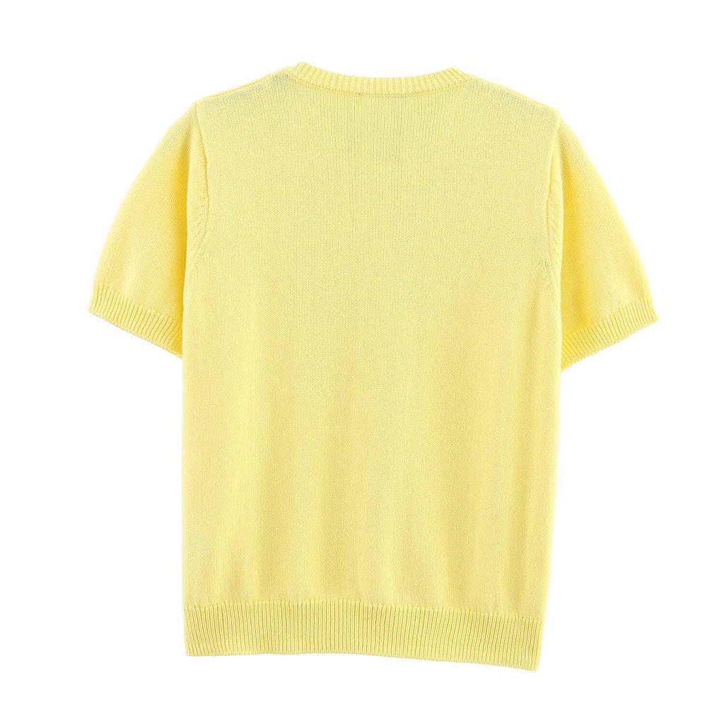 Women's Cross-Border Bow Button-Up Short Sleeve Knit Cardigan Sweater
