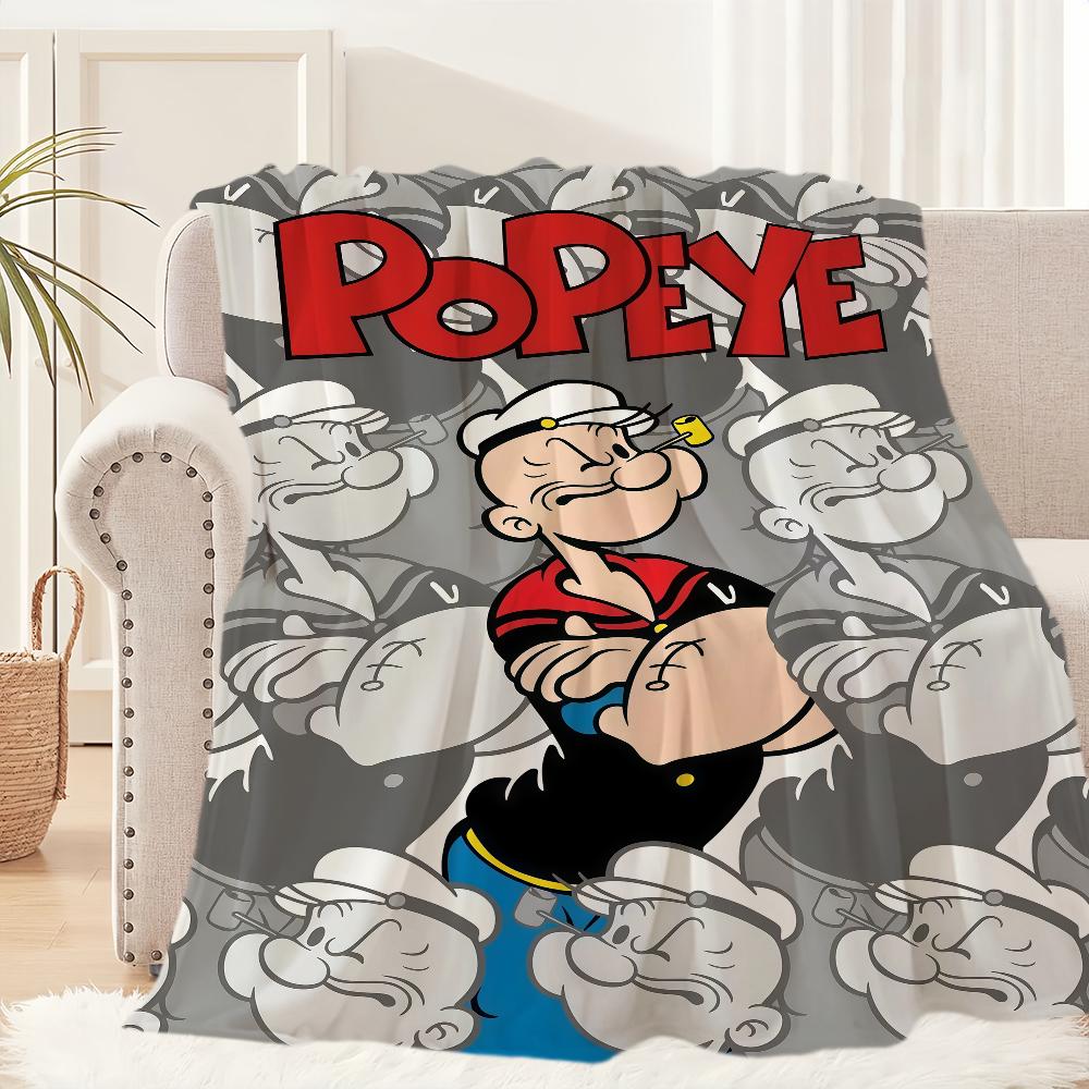Cartoon Animation P-Popeye-ES Decke Decke für Couch Sofa Reise Zuhause Picknick Flanelldecke Geburtstagsgeschenk Warm Bequem