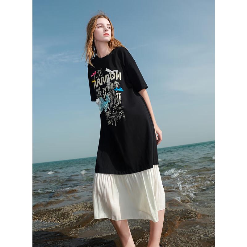

Sancai 2025 Summer Bow-Knot Spliced T-Shirt Long Dress M 160/84A