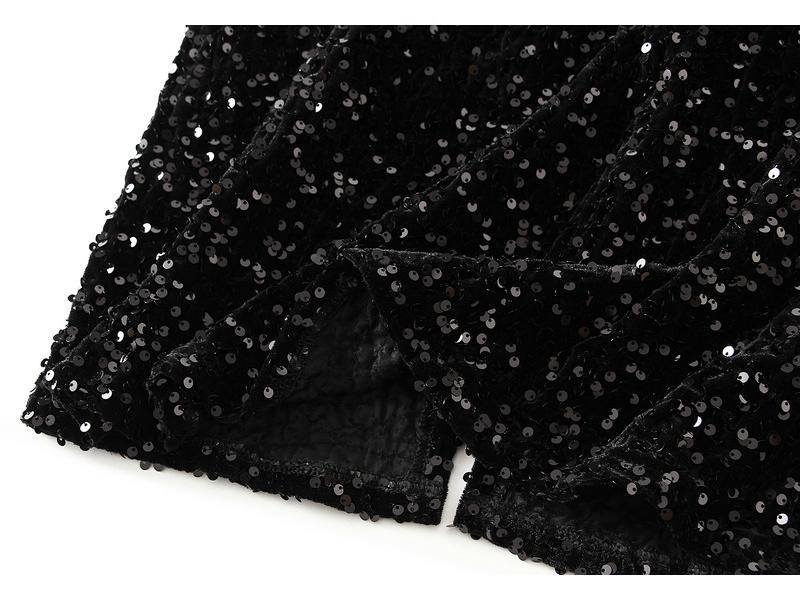 Autumn 2023 Women's Bodycon Sequin Midi Skirt with Back Slit (D8035)