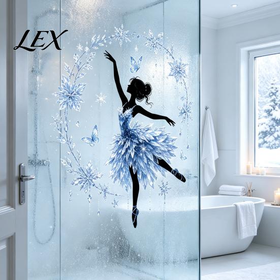 Removable Vinyl Wall Decor Christmas Ballet Girl Static Window Clings, Xmas Glass Decals, Winter Non Adhesive Residue Film Ballerina Elf Stickers for