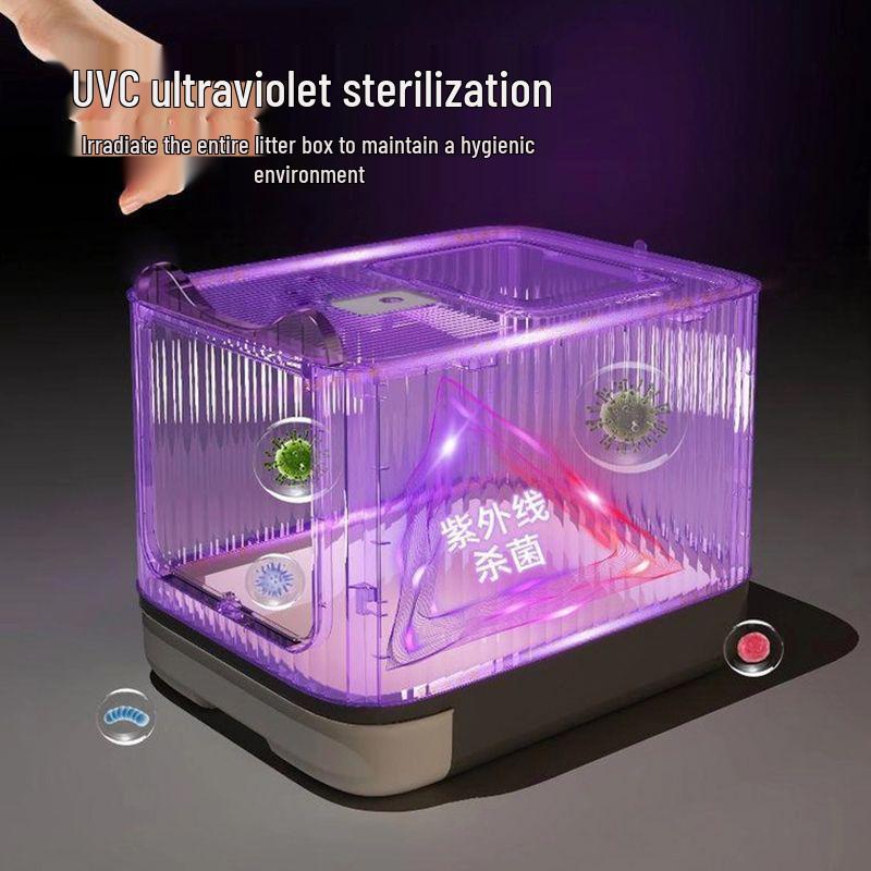 Super Large Anti-Leak Cat Litter Box with Sterilization, Top-Entry, Deodorizing, and Splash-Proof Features - Fully Enclosed.