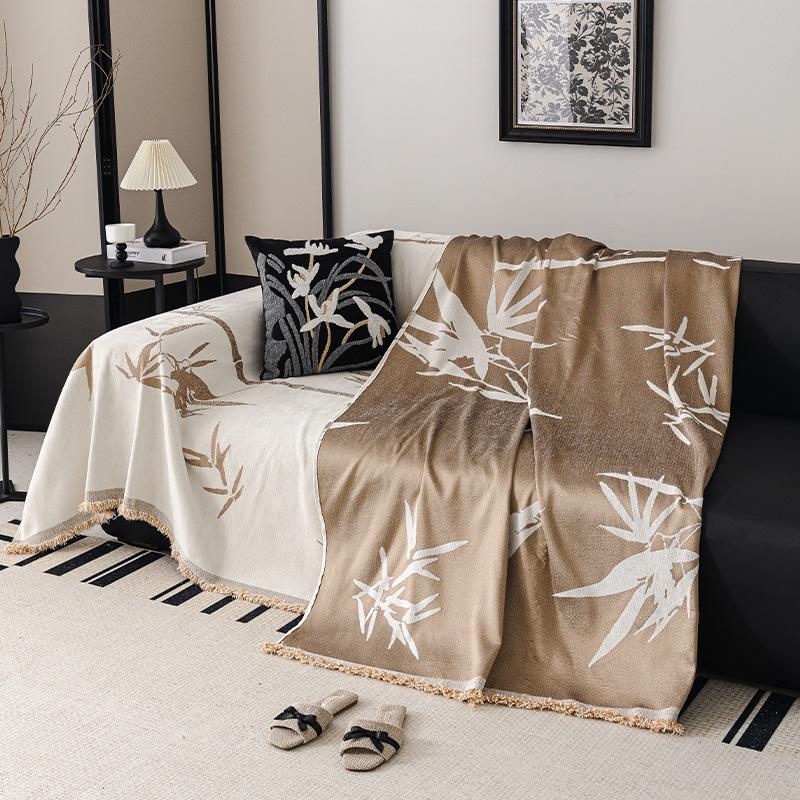 

Полотенце для дивана из шенилла в китайском стиле с бамбуковой тенью, чехол для дивана Four Seasons All-Inclusive, пылезащитный чехол, цельный чехол для дивана 180*130cm