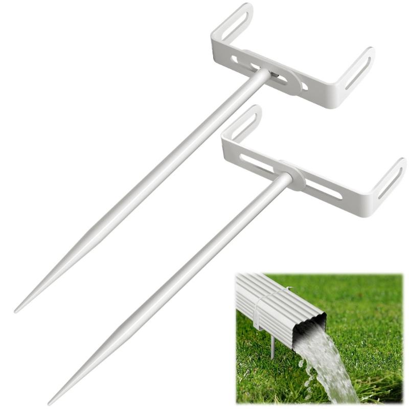 2pcs Adjustable Size Downspout Support Brackets Heavy Type Carbon Steel Rust Proof Finish Simple Setup