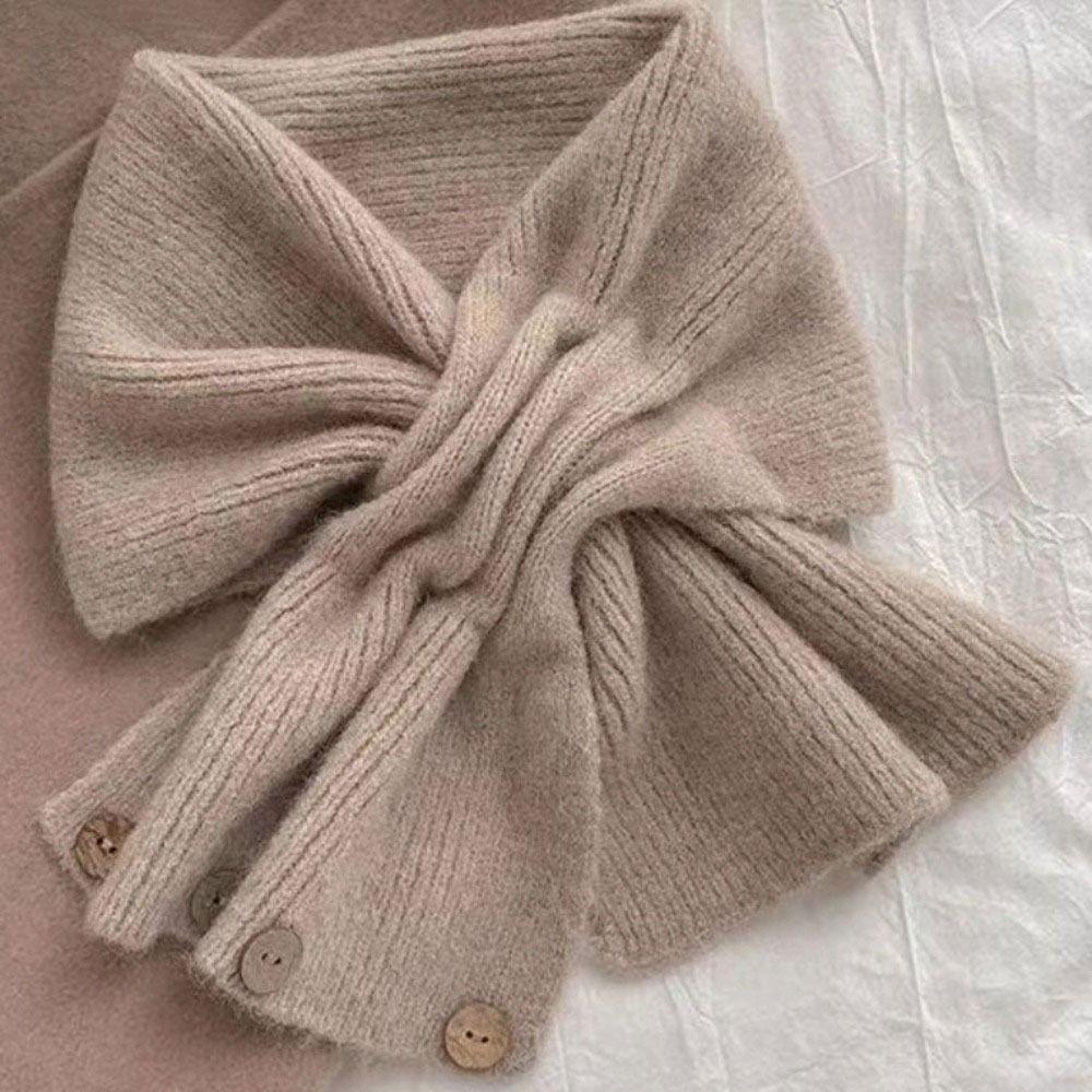 Solid Color Neck Scarf Knitted Neckerchief Wrap Winter Warm Neck Warmer  Women