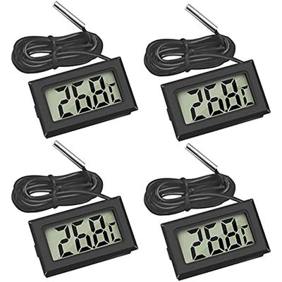 Mini Digital LCD Thermometer Temperature with Temperature Sensor Tester for Refrigerator Aquarium Freezer (4X Black)