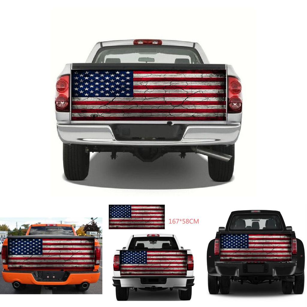 Bold Red White American Flag Print Rear Graphic Decal Sticker For Trucks And Suvs