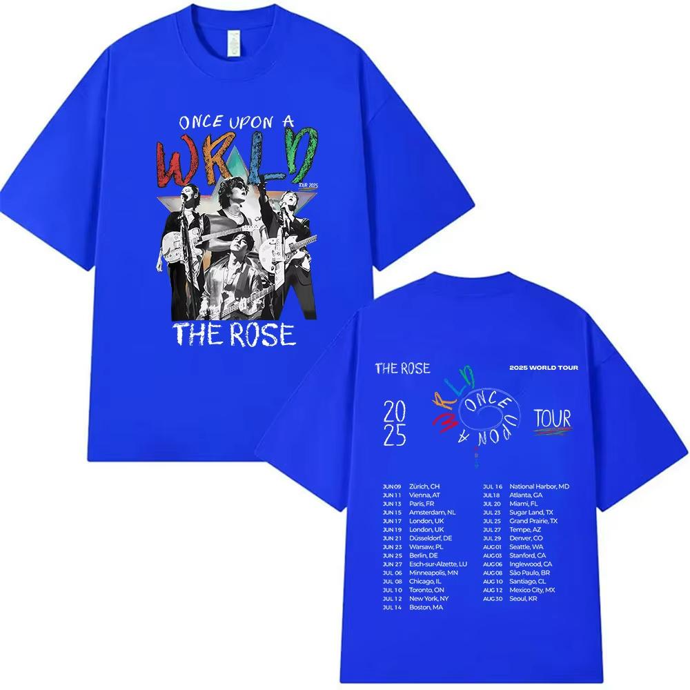 2025 Summe Kpop The Rose Once Upon AWRLD Welttournee T-Shirt Herren Hip Hop Korea 100 Reine Baumwolle Bedrucktes T-Shirt Kleidung T-Shirts