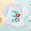 The Little Mermaid Ariel Princess Number Print Girls Clothes 1 2 3 4 5 6 7 8 9 Years Birthday Kids T Shirt Baby T-Shirt