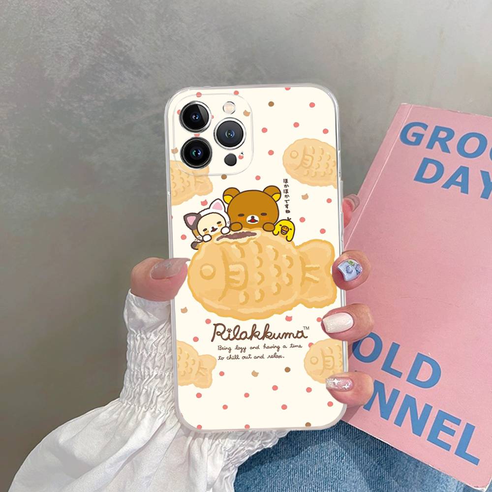 Popular Cute R-rilakkuma Bear Transparent Phone Case For IPhone 17 Air 16 Pro Max 15 14 13 12 11Plus Shockproof Cover