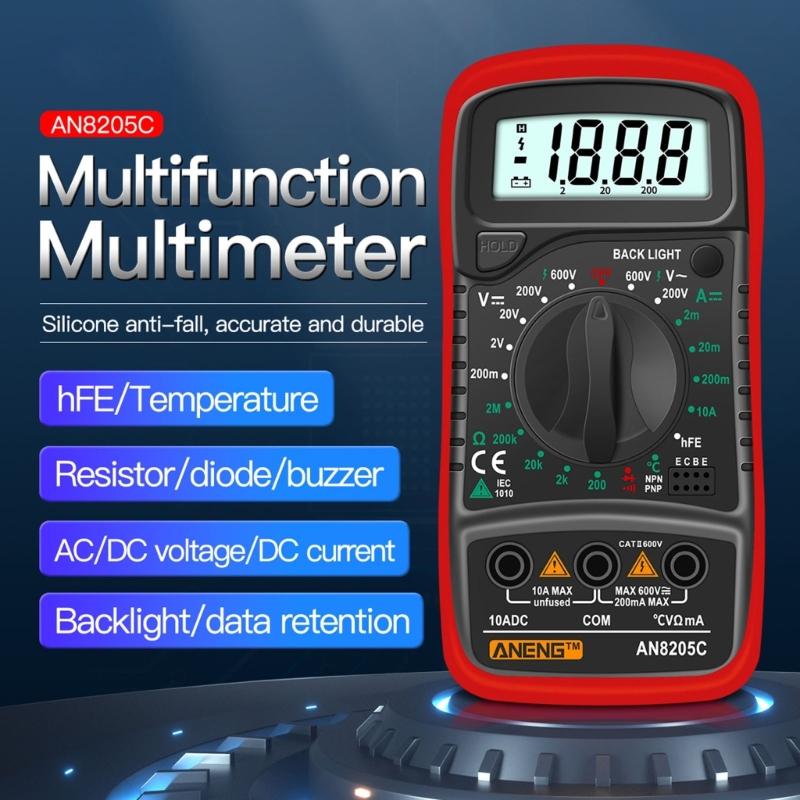 ANENG-AC/DC Ammeter Volt Ohm Tester Meter Diode-Audion Multimeter with Thermocouple Electrical Tester Meter 1999 Counts