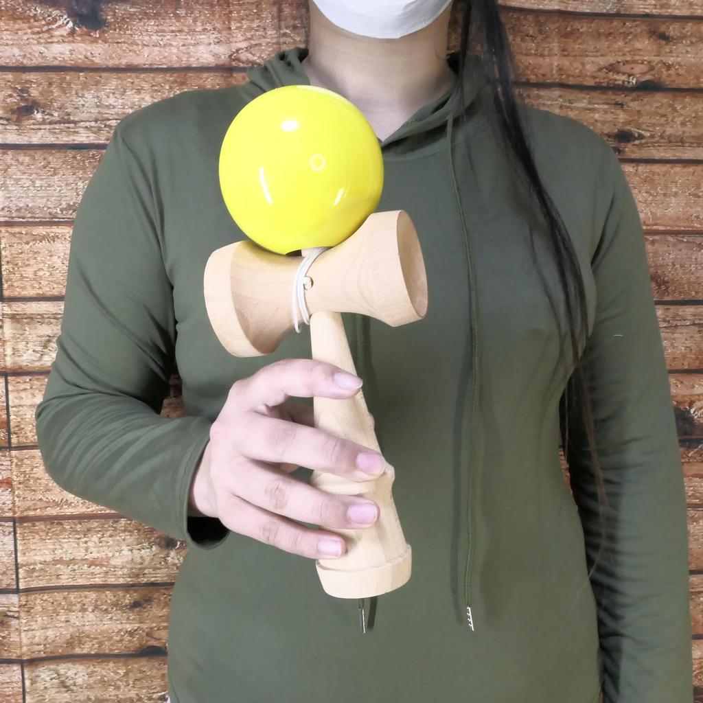 Jumbo Kendama Large Light Pastel Performance Kendama for (Japanese Cup-and-Dama) - 24cm, Yellow, Wooden, Color, Display, Adults, HB-630