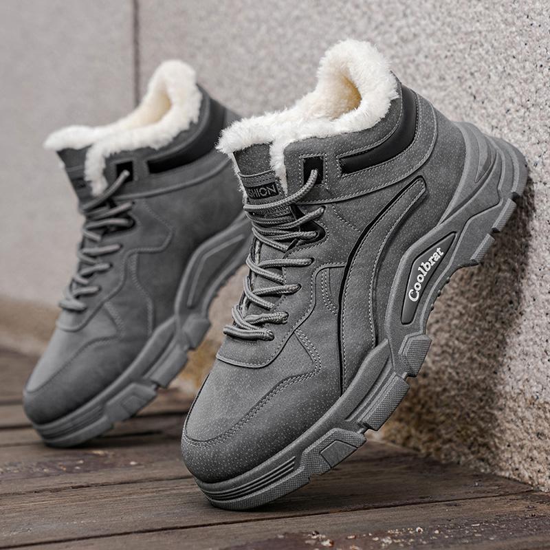 Men's Casual Winter Slip-resistant High Top Work Shoes Plus Size Fashion Outdoor Comfort Shoe Wear-resistant Thicken Cotton Shoe