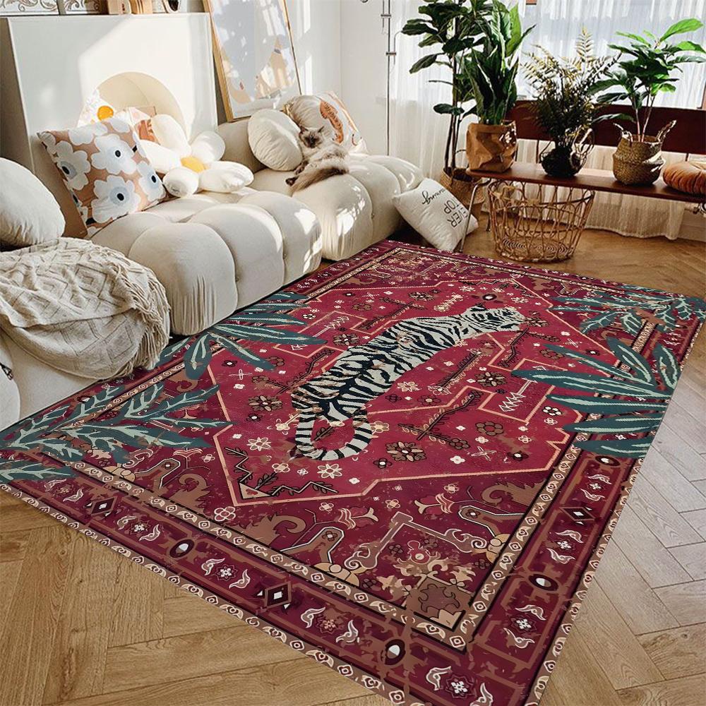 Retro Tiger Printed Carpet for Living Room Bedroom Decor Abstract Modern Large Area Rug Luxury Art Coffee Tables Floor Mats