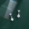 New Silver Color Inlaid Zircon Clover Tassel Earrings For Women Delicate Chain Pendant Earring Party Jewelry Accessories Gifts