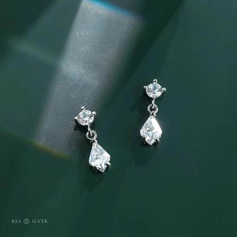 New Silver Color Inlaid Zircon Clover Tassel Earrings For Women Delicate Chain Pendant Earring Party Jewelry Accessories Gifts