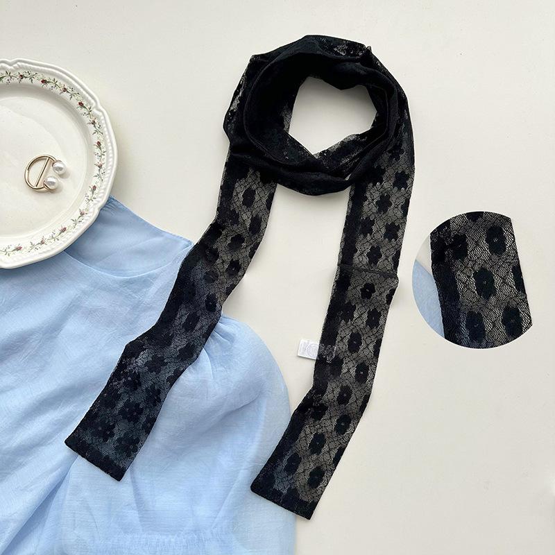 Long lace premium sense versatile double-layer elastic super long decorative scarf multi-functional strap headband waist