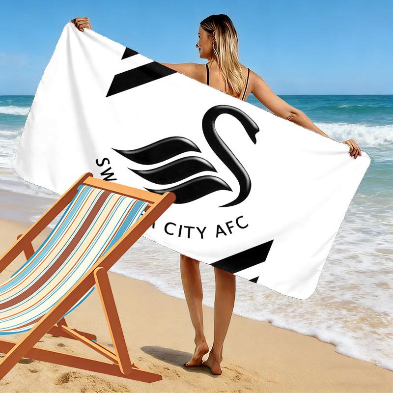Swansea City AFC Print Strandtuch, Großes Weiches Schnelltrocknendes Handtuch für Strand Camping Schwimmen