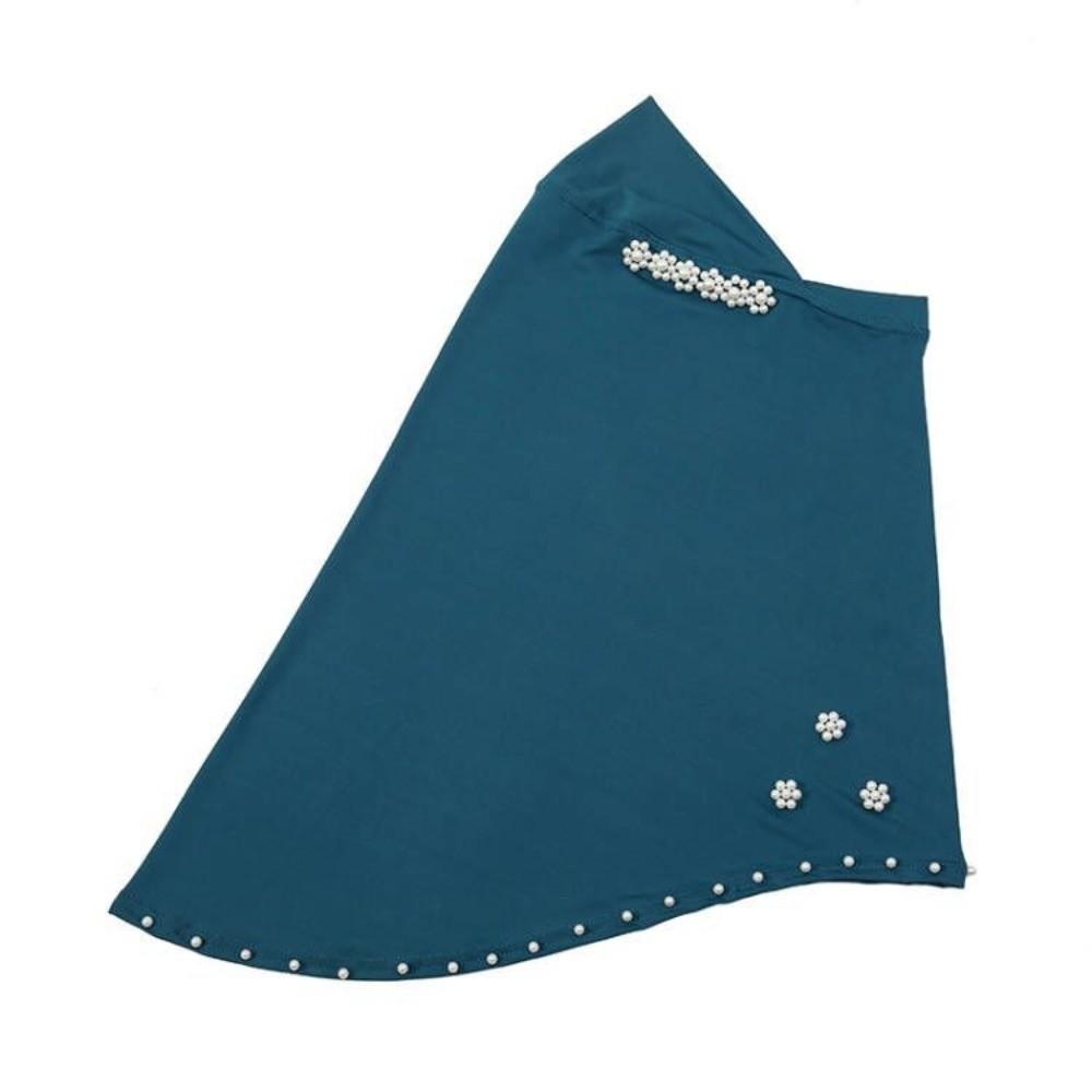 Breathable Imitation Pearl Beads Bonnet Hijab Easy Wear Solid Color Instant Stretch Head Scarf Pearl Flower Comfortable