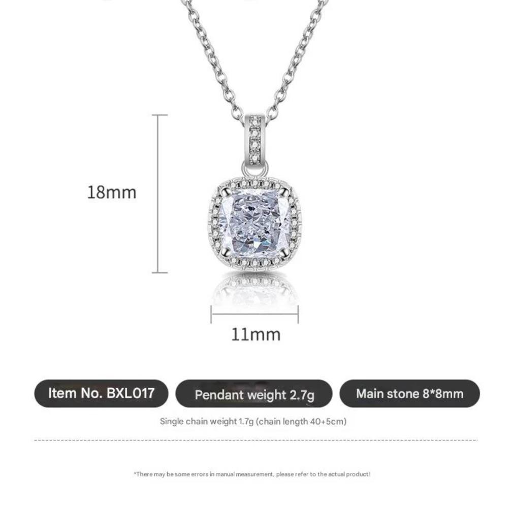 925 Sterling Silver Multi-Colored Ice Flower Cut Square Pendant Necklace Birthday Anniversary Wedding Party GiftGood product