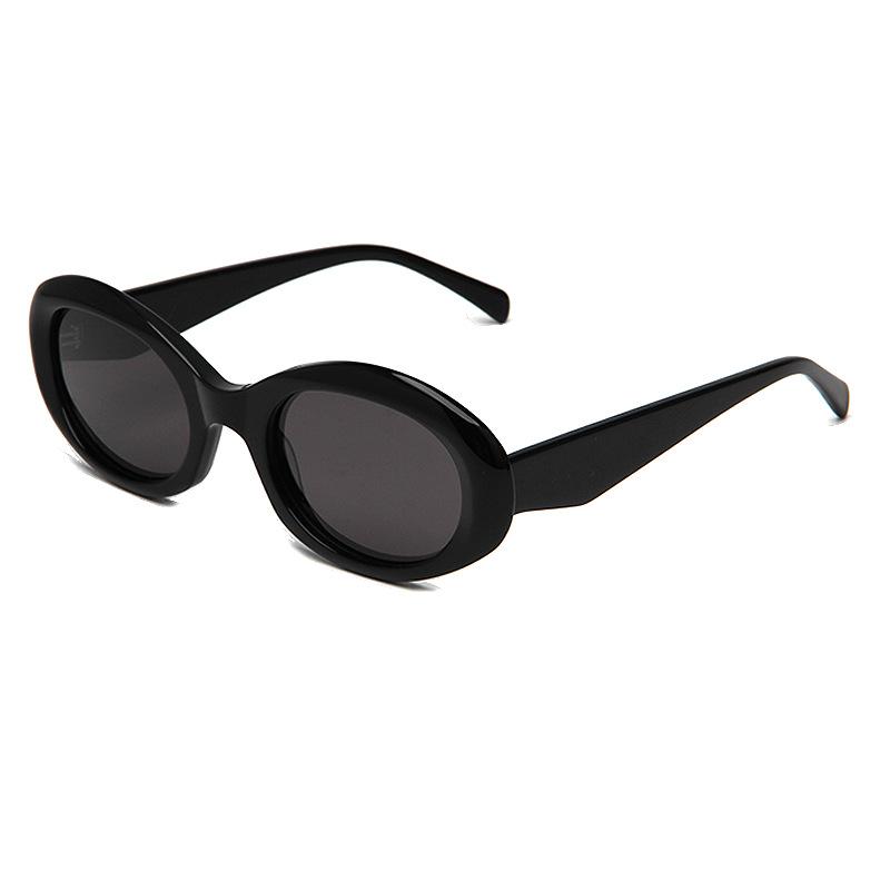2025 New Fashion Dark Black Oversized Fashion Oval Handmade Acetate Modern Sunglasses Women Acetate Sunglass