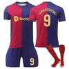 2024/2025 Barcelona Lewandowski Nr. 9 Fußballtrikot Kinder Sportbekleidung Rot/Blau Polyester