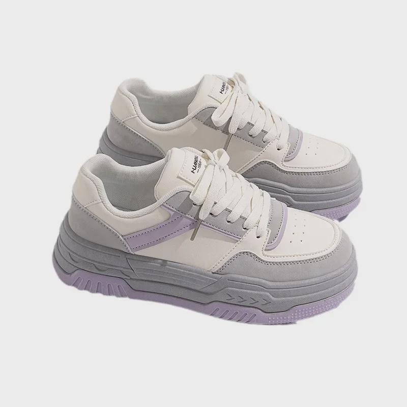 Women's Versatile White Thick-Soled Casual Shoes - 2025 Spring Collection