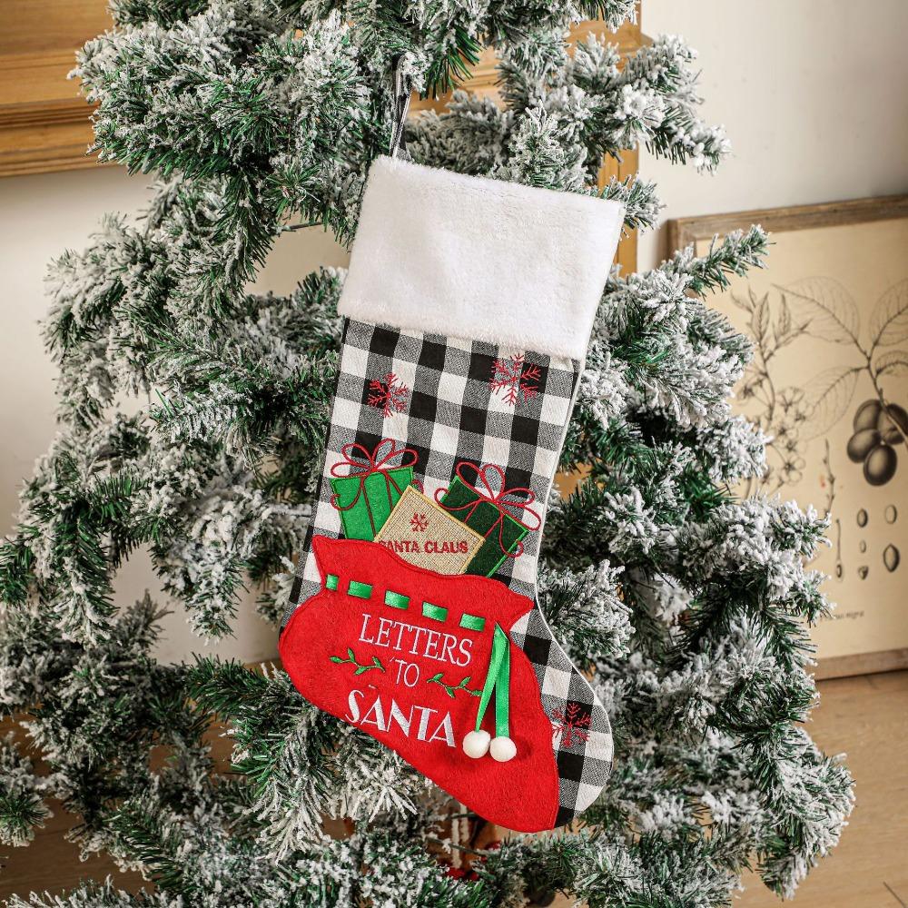 

Linen Cloth Christmas Stocking Personalized Candy Bag Kids Gift Bag Holiday Gifts Style B