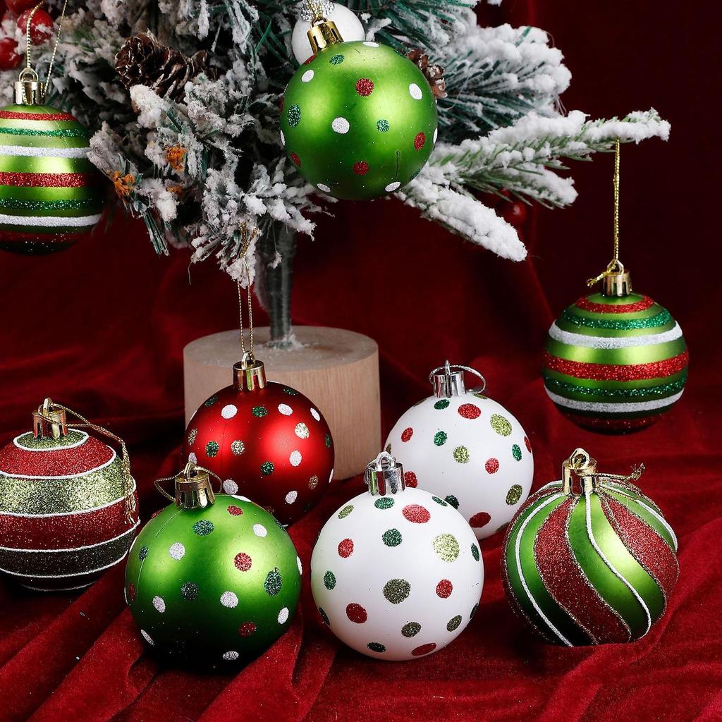 Christmas Tree Decorations 12 Pieces Hangable Pendant 2.36 Inch Ball For Holiday For Indoor Outdoor Bedroom Window Store Home