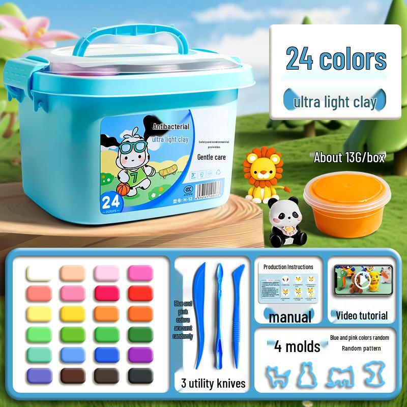 Super Light Non-Toxic Odorless Clay for Kids - 12 Colors Playdough Set