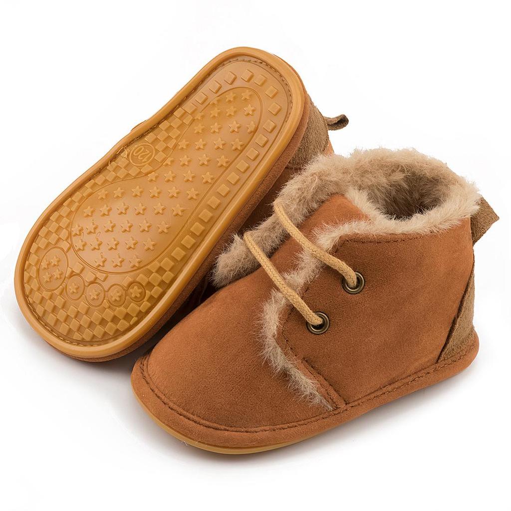 Autumn/Winter Baby Walker Shoes - Warm Velvet, Non-slip Rubber Sole, Cozy Cotton