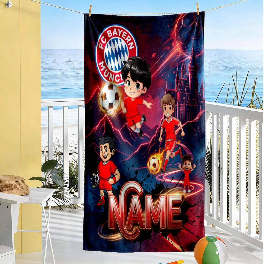 Fc Bayern Munich Jersey Personalized Name Beach Towel Soft Durable Quick-Dry Portable for SwimmingBeachCamping Travel Beach AccessoriesGym