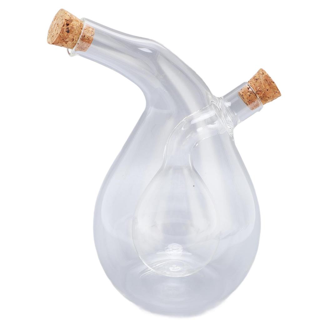 2 In 1 Oil and Vinegar Dispenser Bottle Olive Oil Vinegar Cruet Bottle with Cork Stoppers Clear Glass