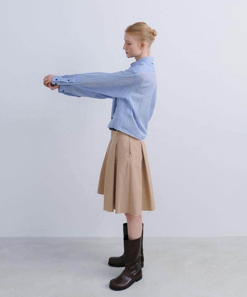 Epinggeulleo Low Edge Pleated Skirt - Beige