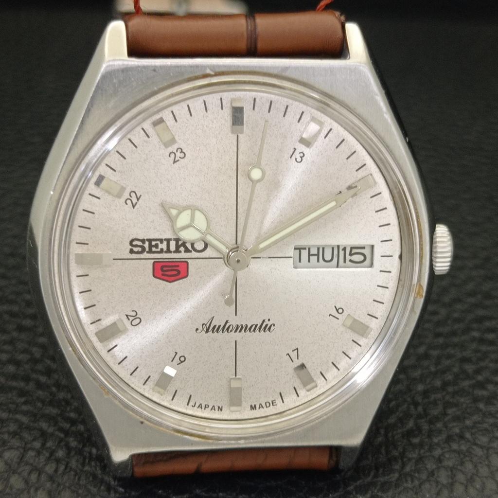 VINTAGE SEIKO 5 AUTOMATIC 6309A JAPAN MENS SILVER COLOR DIAL WATCH A701545-5 R206b-a701545
