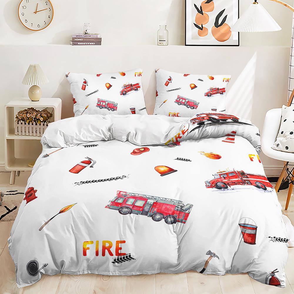 Three-Piece Construction Vehicle Excavator Quilt Cover Bedding Two-Piece Digital Printing