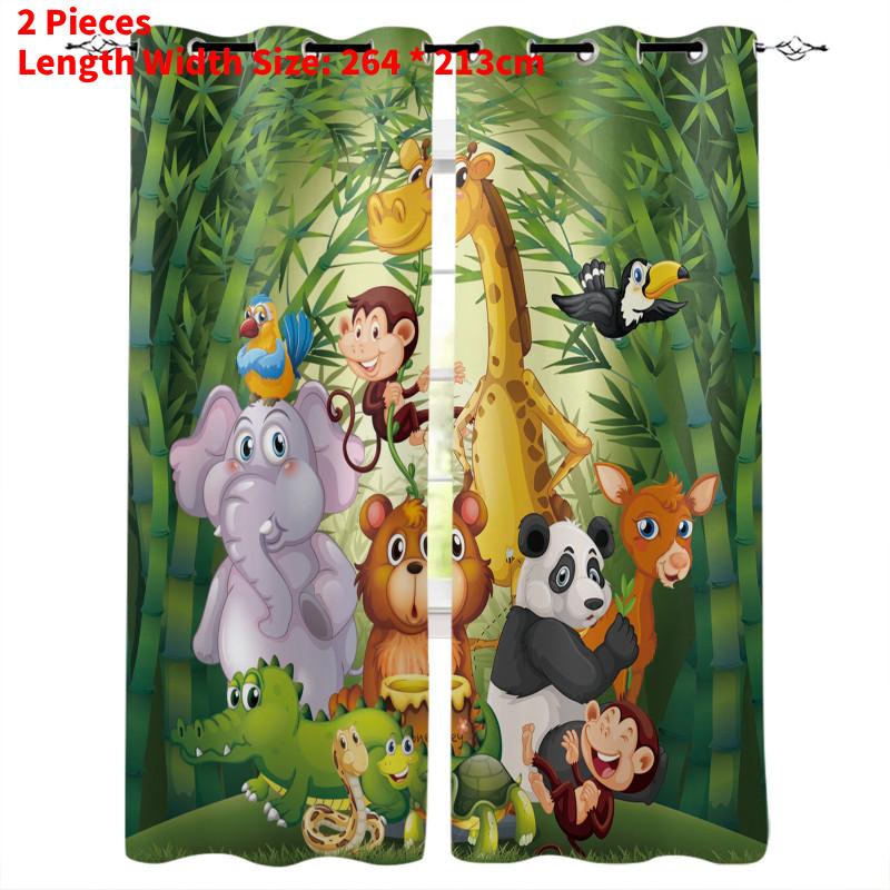 Zoo Curtain Forest Cartoon Children 3d Digital Printing Lightblocking Curtain