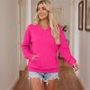 Women's V-Neck Long Sleeve Pullover Sweatshirt with Pocket, Color, Loose Fit for Casual Daily Wear