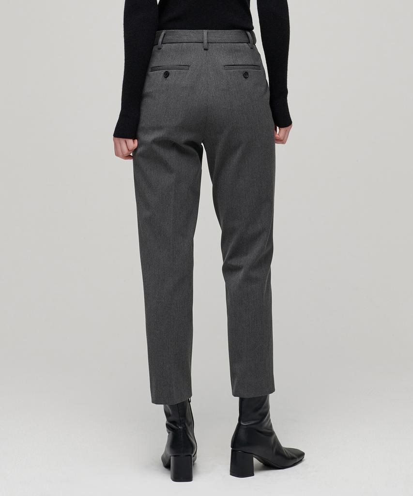 MUSINSA STANDARD WOMAN Women'S Heavyweight Fleece-Lined Slim Straight Hidden Elastic Waist Slacks [Medium Gray]