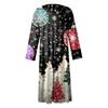 Women's Casual Crew-neck Christmas Print Mid-length Dress Long-sleeved Dress With Pocket