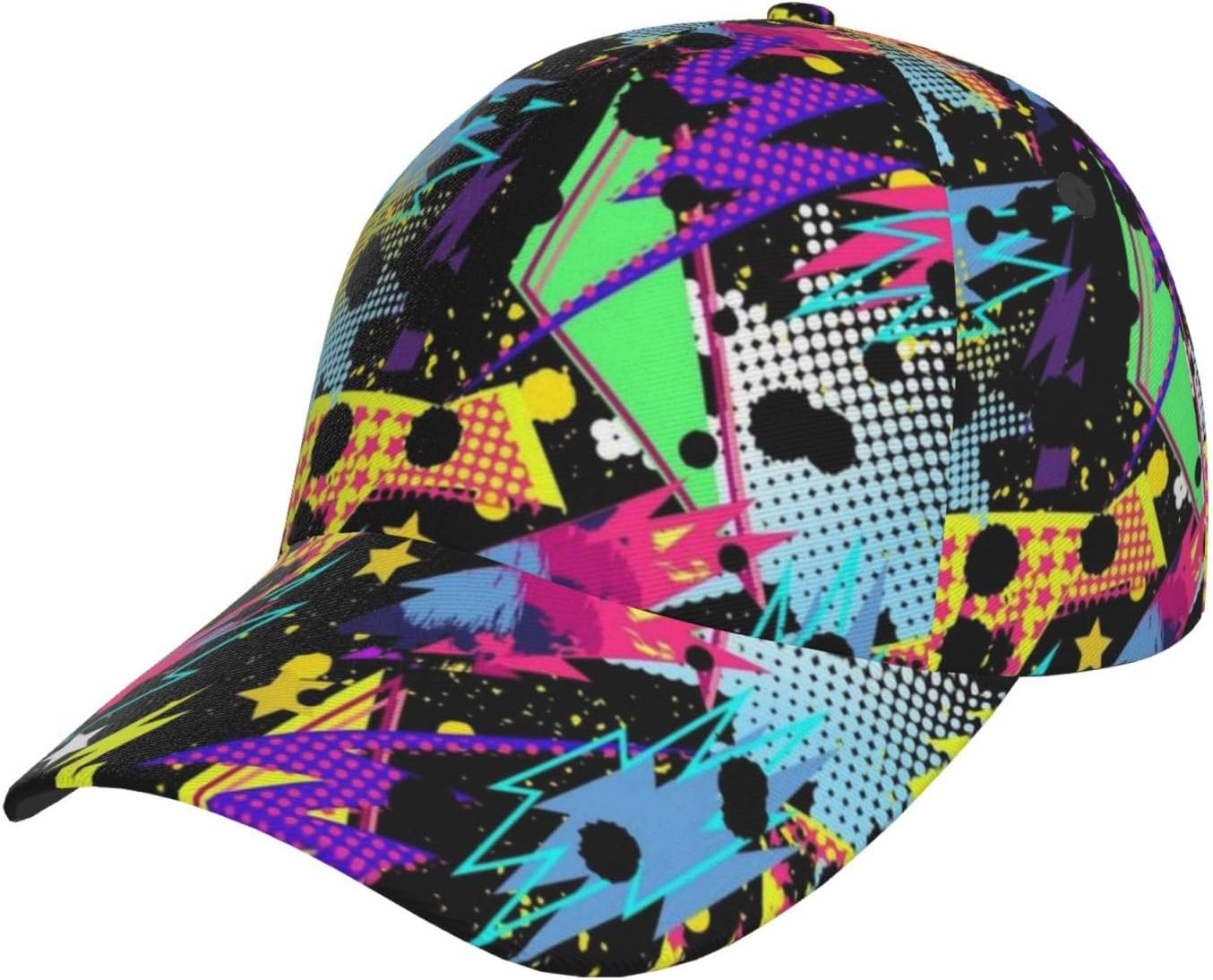 Lustige Graffiti-Hüte Bunte Graffiti-Baseballkappe Verstellbare Snapback Trucker-Kappe für Damen Herren One Size