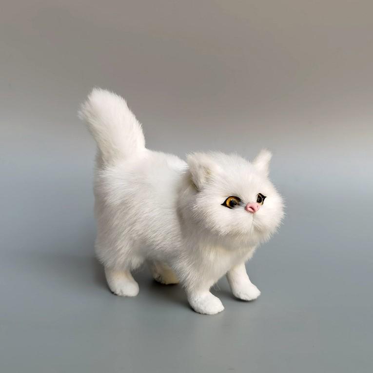 Grey Calico Cat Simulation Figurine – Persian Craft Toy for Window Display