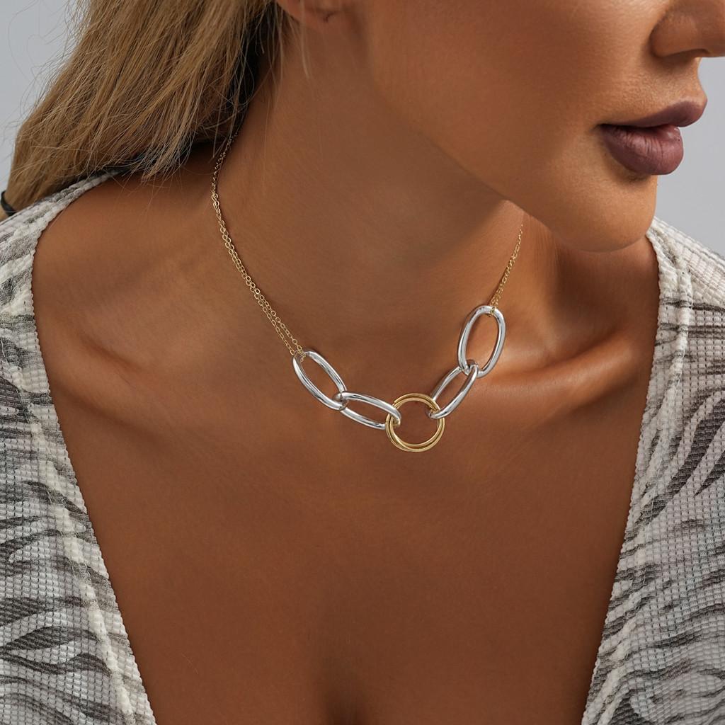 

Aluminum Fashionable Geometric Chain Necklace For Women Perfect For Birthdays