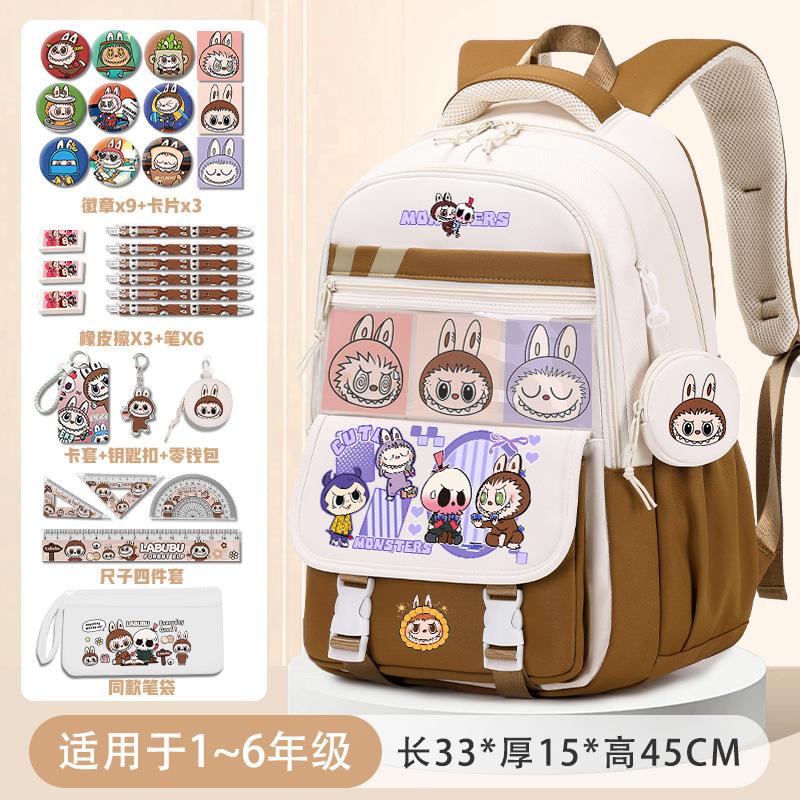 School Bag School Bag Primary School Students Large Capacity Burden Reduction and Decompression Backpack 3-5-6 Grade Cartoon Spine Protection Backpack