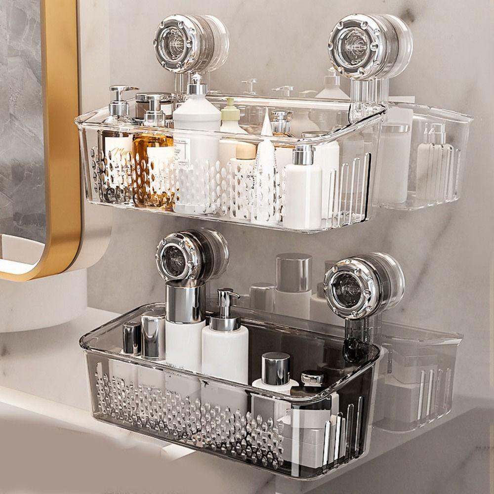 Plastic Draining Basket Large Capacity Cosmetic Storage Box Wall Mounted Storage Rack  Bathroom